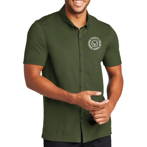  Mercer+Mettle® Stretch Pique Full-Button Polo Thumbnail